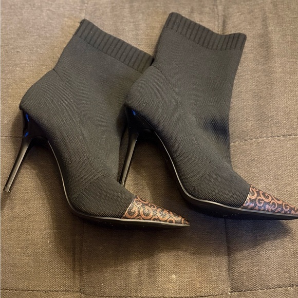 G & G Shoes - Chic Black and Brown Women's Heeled Ankle Boots